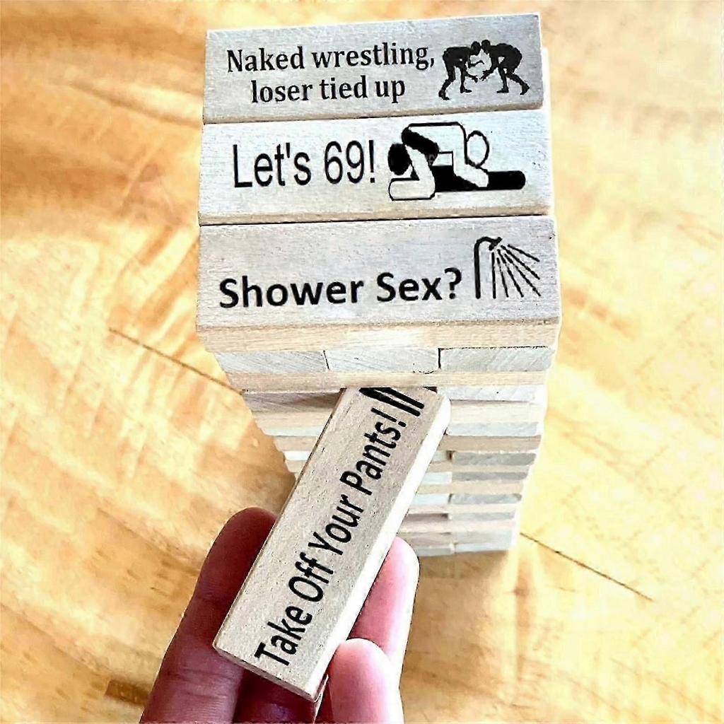 48pcs Dating Night Game Tumbling Tower Game, Wooden Stacking Tower Games For Couple, Couple Activities & Dating Night Ideas