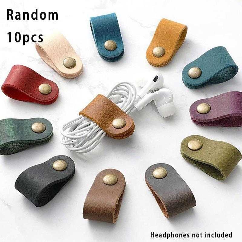 10er-Pack Kunstleder-Kabelorganizer / Kopfhörerkabelhalter Stromkabel- und Datenkabelorganizer Kabelwickler