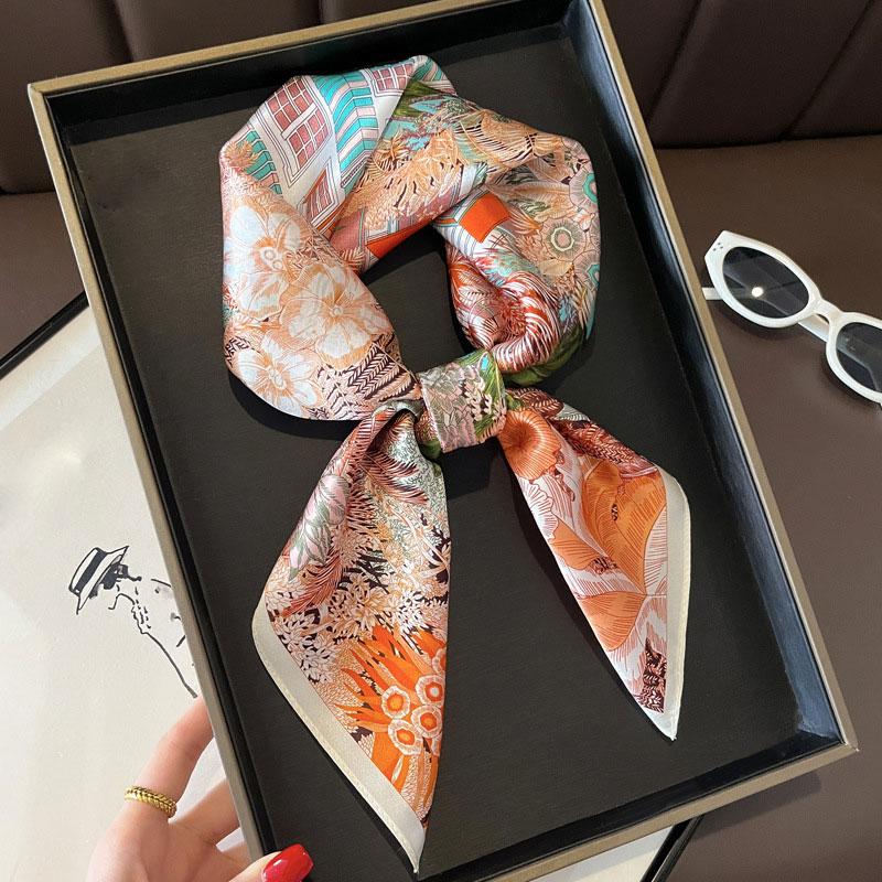 Square Scarf 100% Natural Silk  Women Hairband Foulard High Quality Bandana Scarfves Female Neckerchief Headkerchief Shawl Wrap