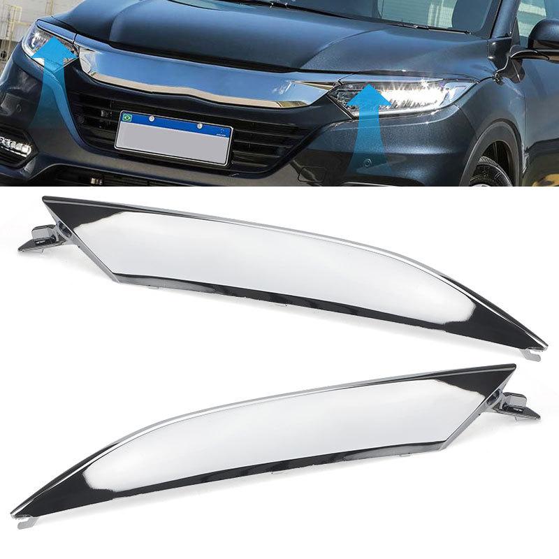 2pcs Chrome Grille&Headlight Trim Moding For Honda HRV HR-V    71163-T7A-J01 71168-T7A-J51 Front Left Right Hood