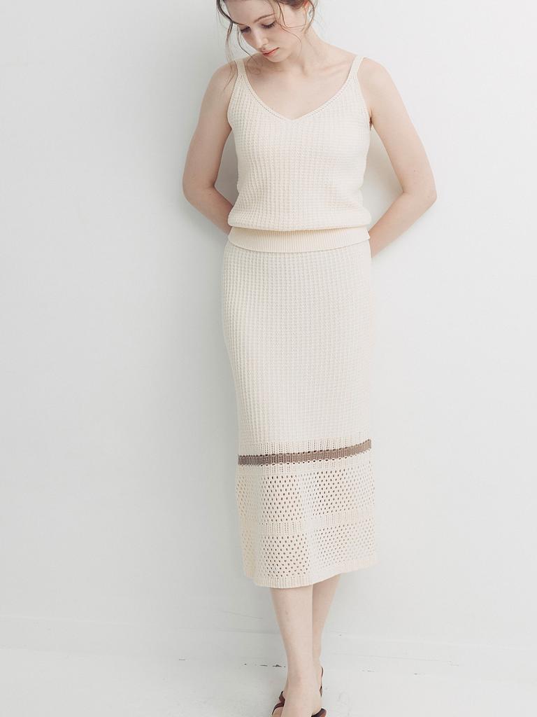 SEPTEMBER TWENTIETH Sleeveless Knit Set (Beige)