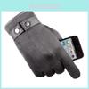 Mens Winter Warm Suede Pu Leather Fleece Lined Touch Screen Gloves Driving