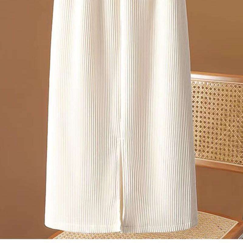 Elastic high-waisted Chenille skirt women's autumn winter a line over the knee slit mid-length wrap hip skirt