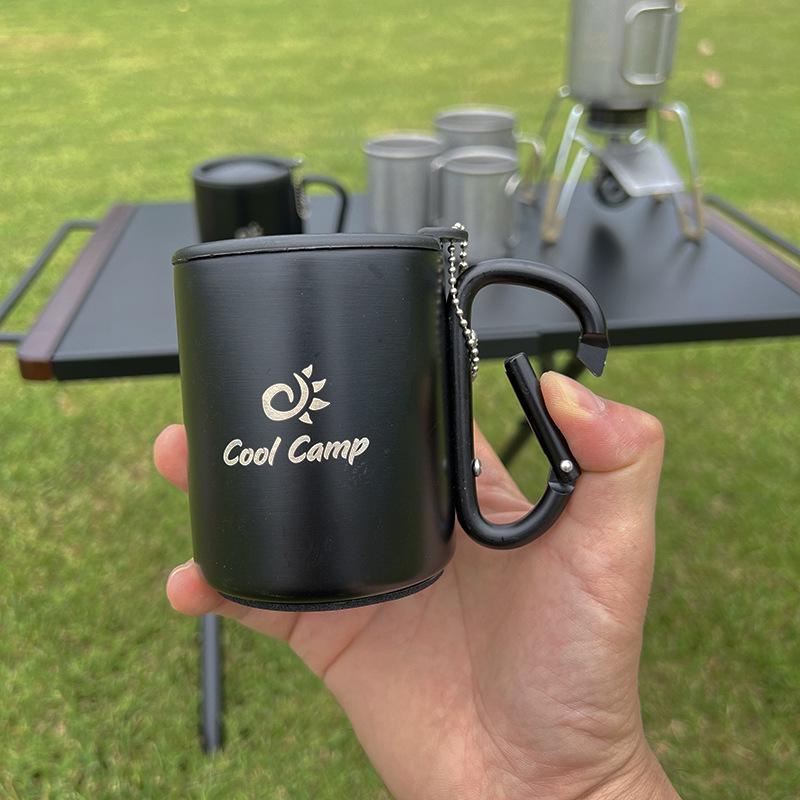Outdoor Double-Layer Stainless Steel Camping Cup - Insulated Anti-Scald for Coffee, Tea, Wine, with Mountaineering Hook.