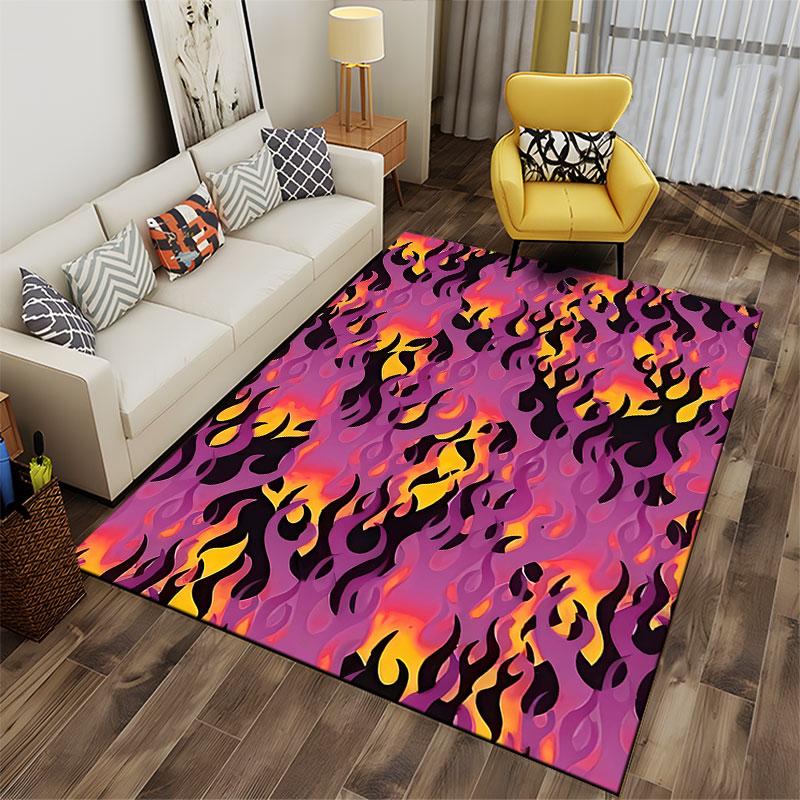Fiery Flame Pattern Carpet suitable as a non-slip mat for the living room or bedroom sofa