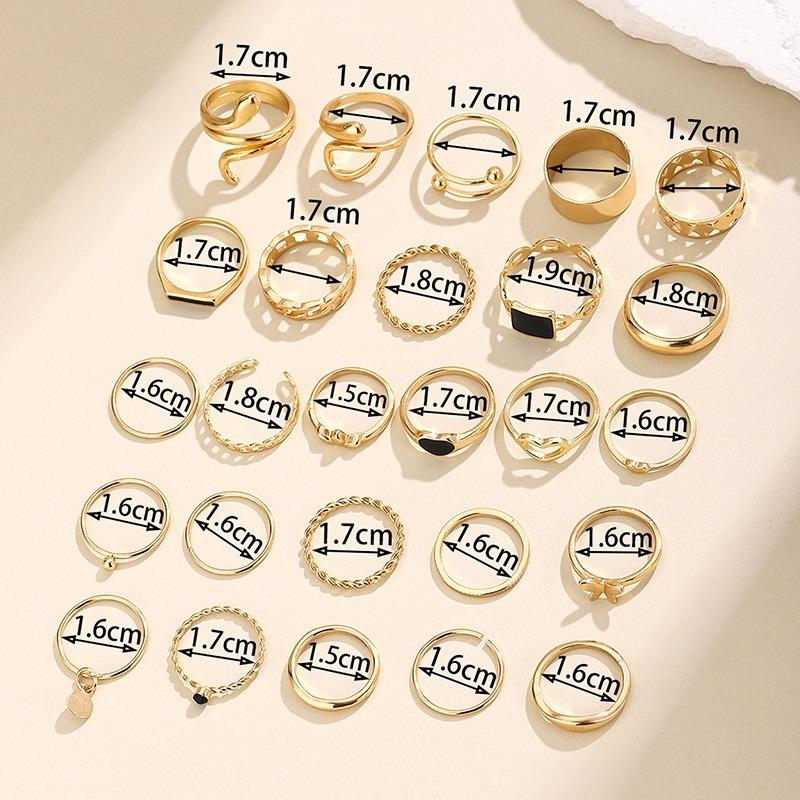 Ocean Wind Simple Diamond Set Love Wave Ring Set Fashion Starfish Opening Adjustable Ring