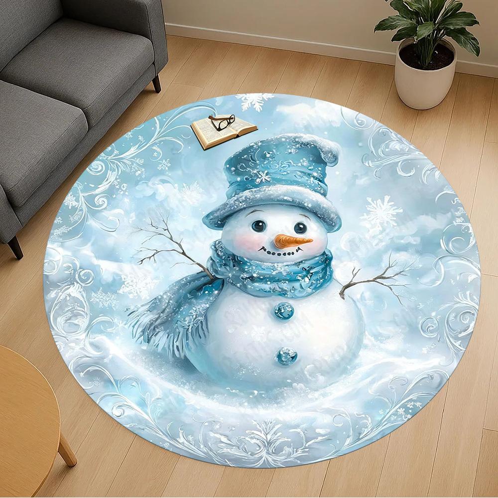 1PC snowman winter Office Round Area Rug, Under Office Chairs Bedroom Living Room Home Decor,Carpet for Office, -1110223
