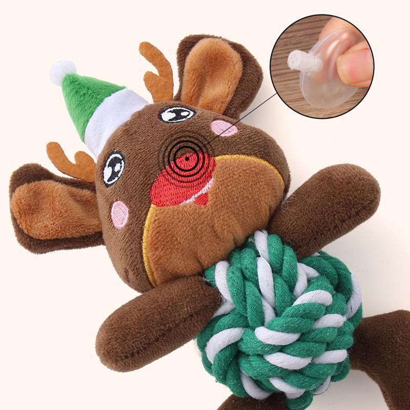 Cute Animal Plush Puppy Chew Toys with Rope and Squeaker Teething Dental Training Toys for Small Dogs Daily Play