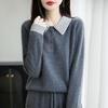 Women Sweater 100% Wool MODERN NEW SAGA Turn-down Collar Knit Pullover Thick Winter Jumpers Female Knit Tops
