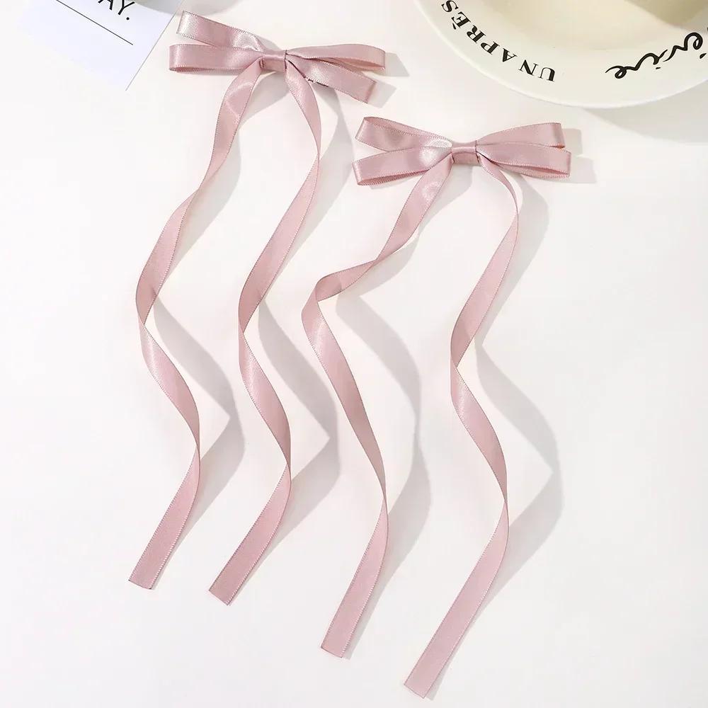 2 Pcs Fabric Hair Bow Hairpin for Women Girls Ribbon Hair Clips Headwear Black White Bow Top Clip Female Hair Accessories