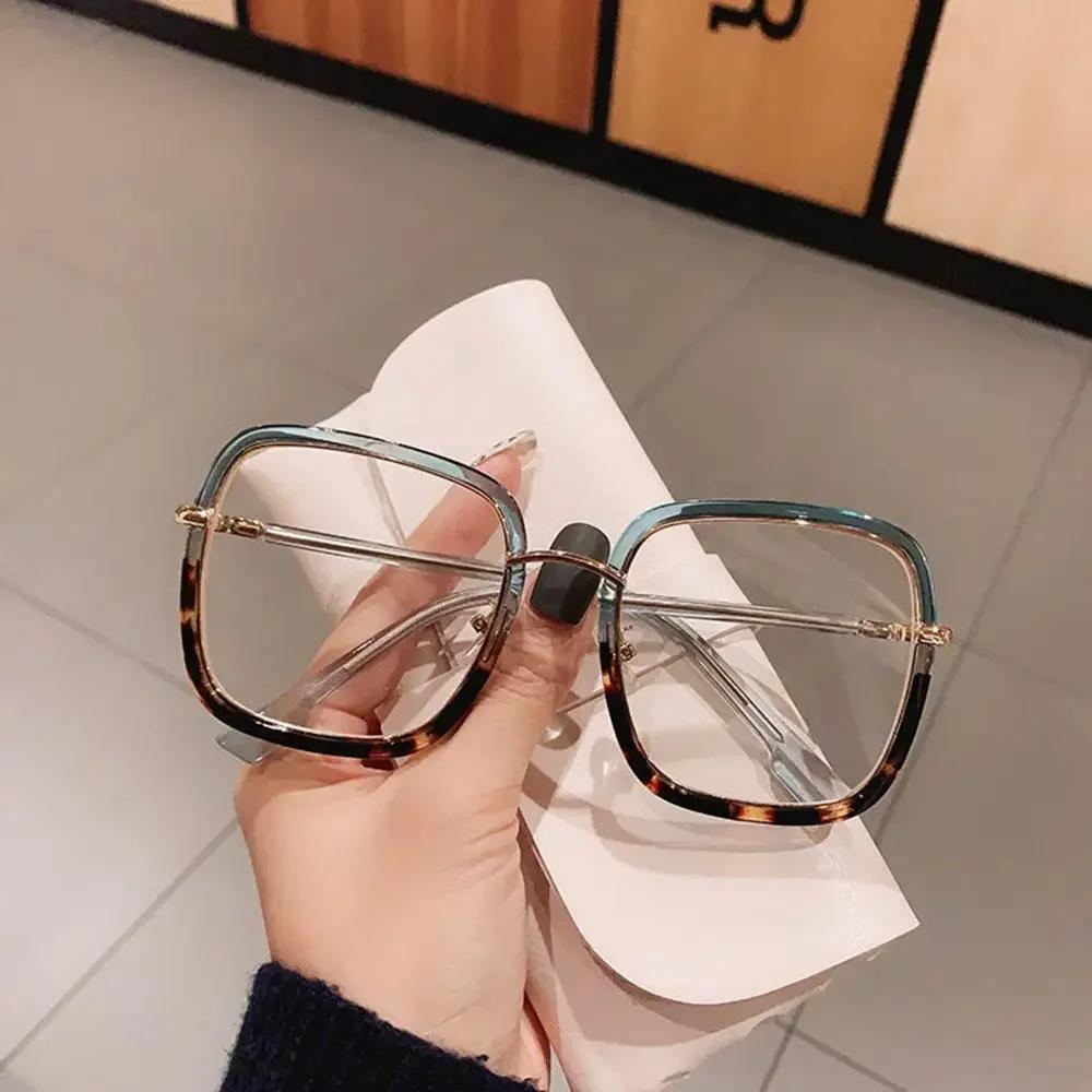 1PCs Fashion Oversized Square Women Glasses Frame Vintage Clear Anti-Blue-Ray Eyewear Men Optical Pink Frame Computer Goggle