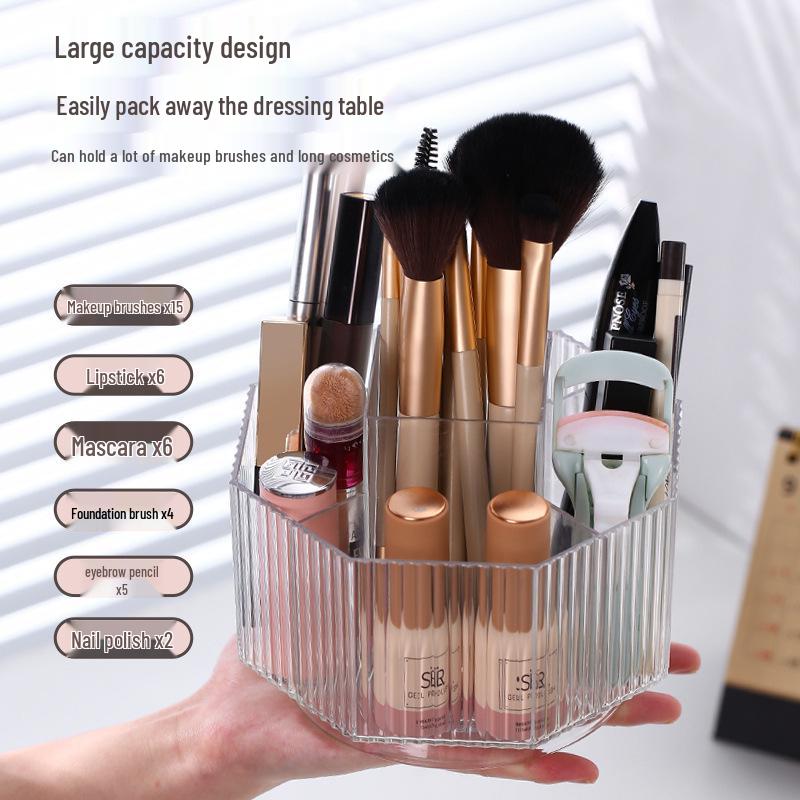 Rotating Makeup Brush and Cosmetics Organizer for Desktop or Dressing Table