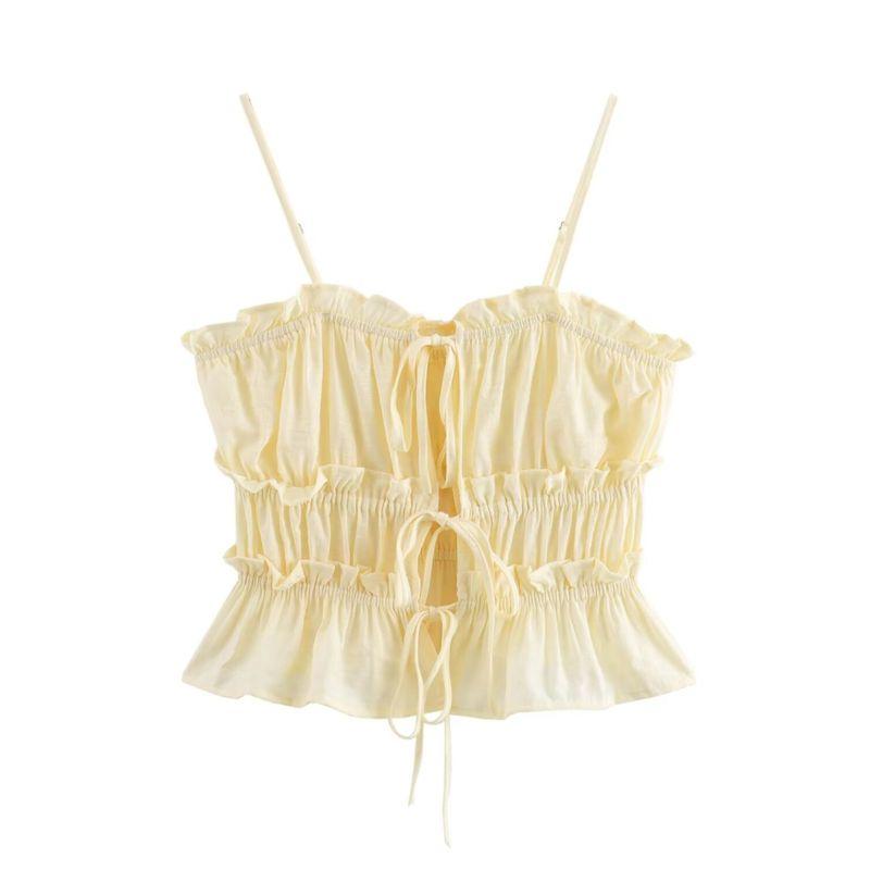 Kaslead New Arrival Women's Clothing Fashion Style Fashion Casual All-Match and Fresh Minimalist Tied Spaghetti-Strap Tops