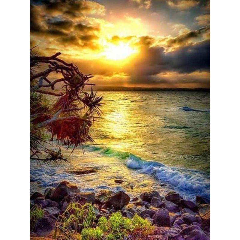 DIY Diamond Painting Seabeach Landscape Diamond Embroidery Sale Pictures Of Rhinestones Sunset Mosaic Craft Home Decor