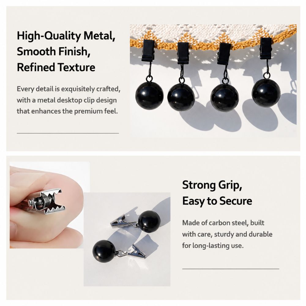 4pcs Windproof Tablecloth Weights Clips Solid Metal Ball Table Cover Pendant Clips  Home Dining