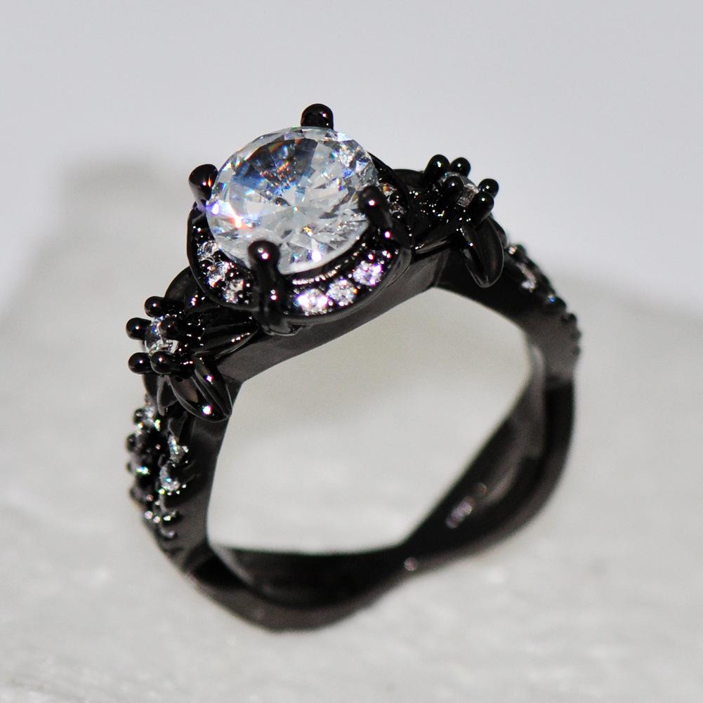 Dark Black Gold Set with Diamonds Full Set with Diamond Rings Ring Set with Rings