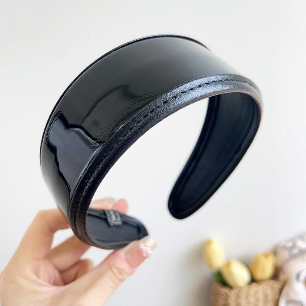 PROLY New Fashion Hair Accessories For Women Side Side PU Leather Hairband Solid Color Turban Summer Vintage Headband For Adult