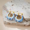 Chinese Blue and White Porcelain Earrings Classical Chinaware Dangle Earring  Gift