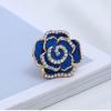 Adjustable Alloy Flower Ring with Drip Glaze & Rhinestones - European & American Creative Design for Women