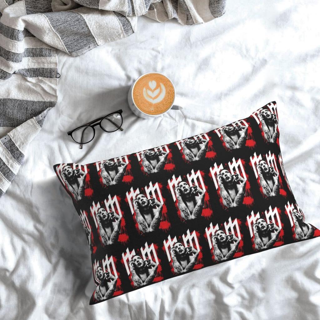 Marilyn Manson Glitch Fan Gift Music Rectangle Pillowcase Cushion Cover Decor Bedroom Bed Home Comfort Throw Pillow
