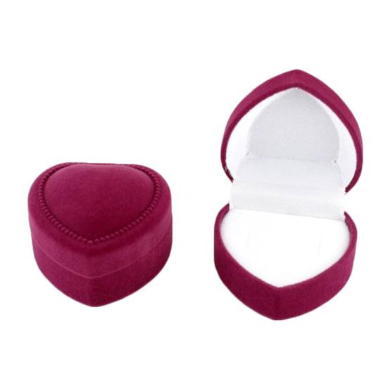Heart Shape Finger Ring Ear Stud Jewelry Display Holder Storage Box Container
