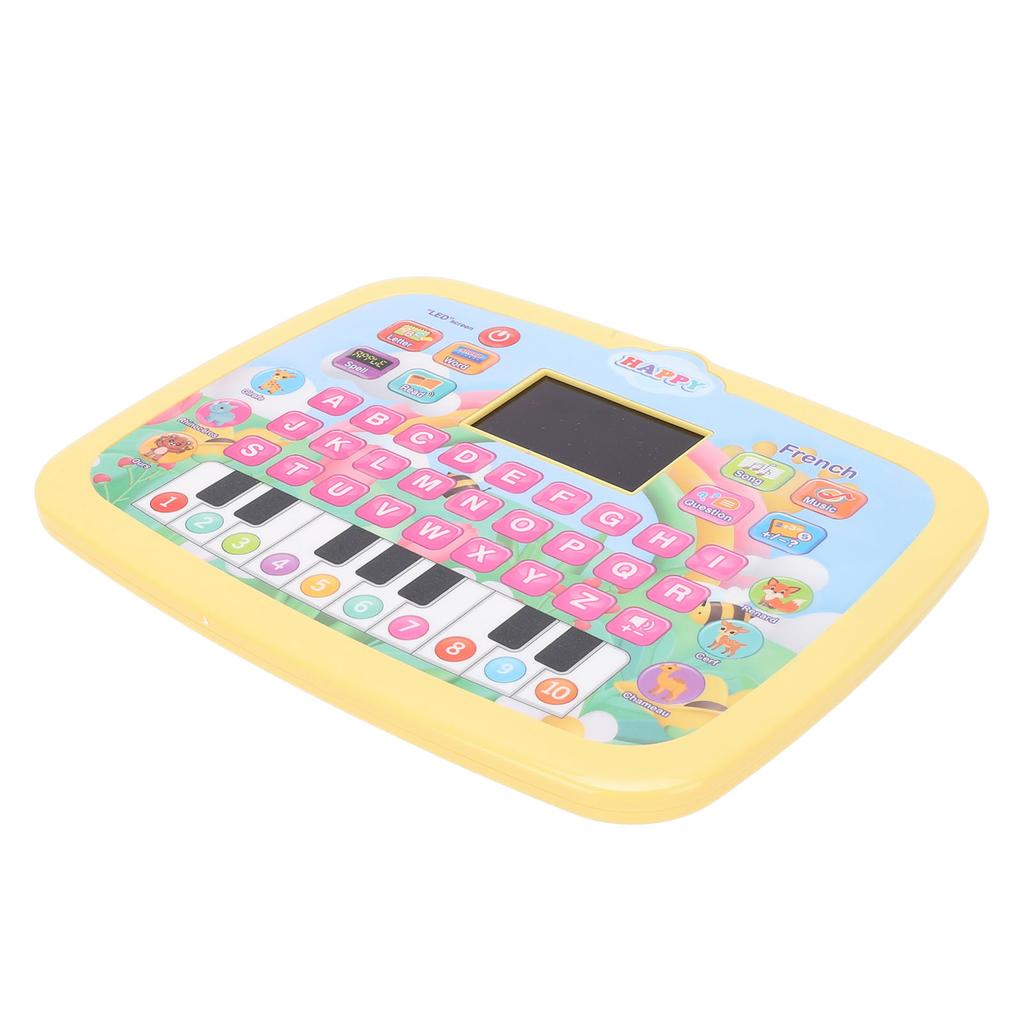 Tablette d'apprentissage pour enfants Écran LED Éducatif Alphabet Chiffres Lecture d'histoires Tablette d'apprentissage Jouet Jaune