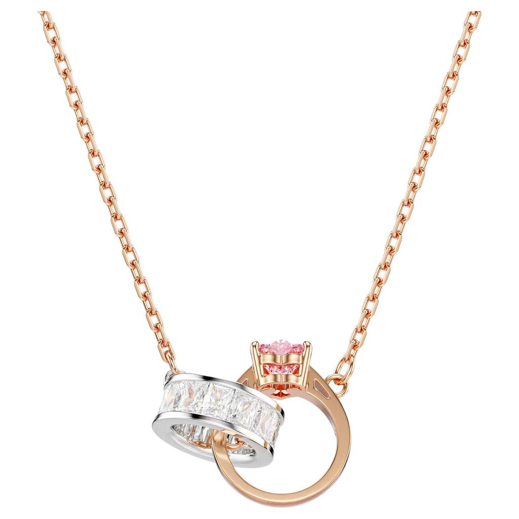 Swarovski Connexus Růžové Srdce Dvojitý Prsten Přívěsek Náhrdelník S Kubickým Zirkoniem Dámský náhrdelník Růžové Zlato 5690036