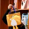 Japan And Korea Cute Duck And Duck Canvas Bag Casual Handbag Student Bag Shoulder Portable Tote Storage Bag
