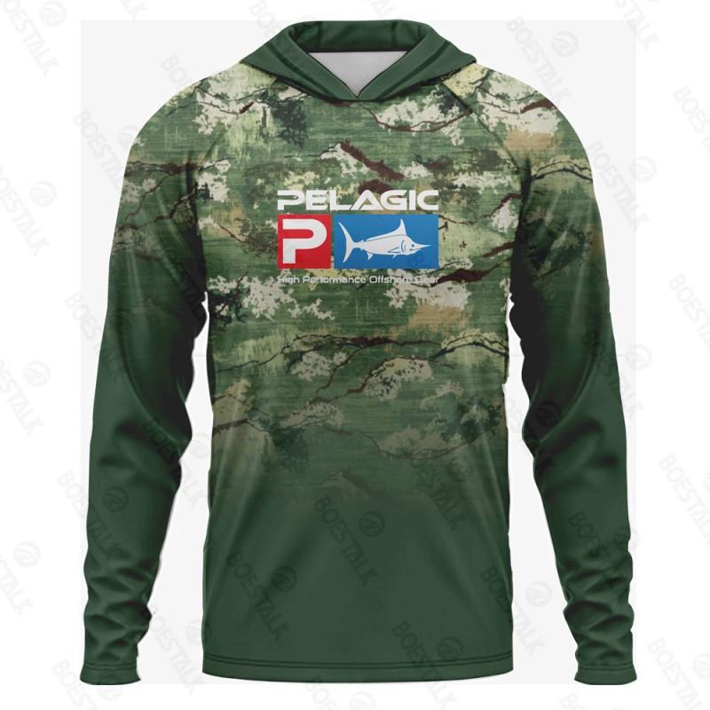 Mens UPF 50 Quick-Dry Fishing Shirt With Hood Lightweight Breathable Long Sleeve Summer Outdoor Angling