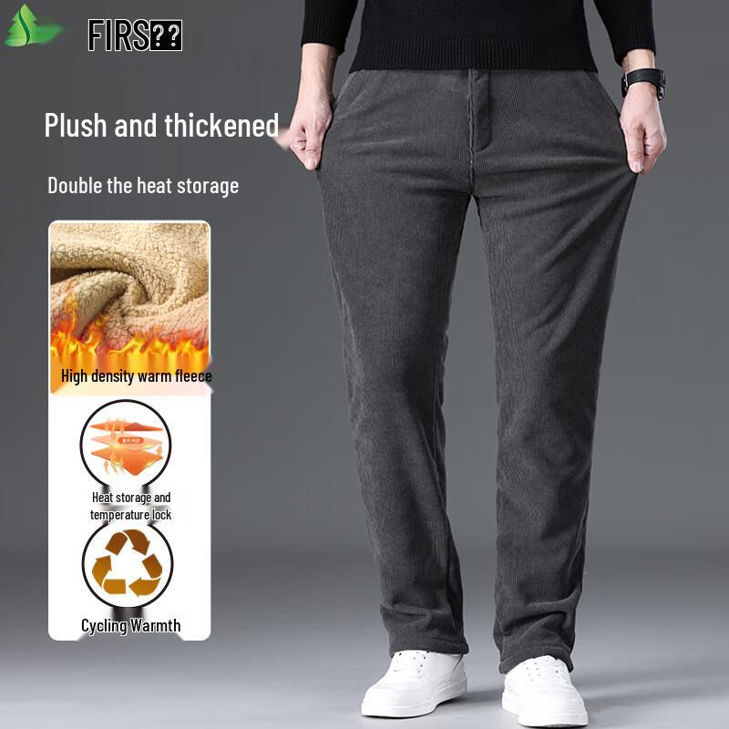FIRS Men's Corduroy Fleece-Lined Stretch Casual Pants