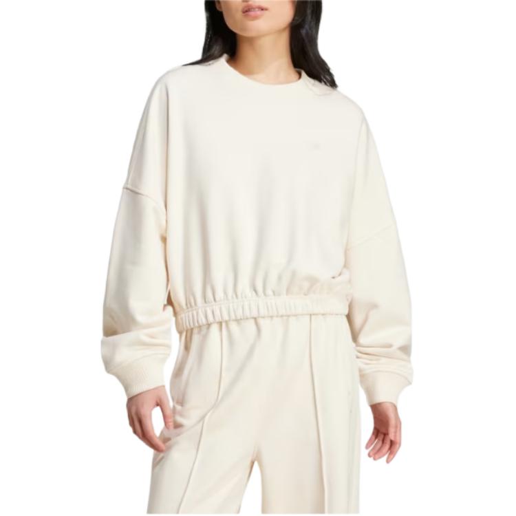 Adidas Originals Essential Premium Essentials Oversized Sports Sweatshirt Ribbed Crewneck Women Sweatshirt Undyed IZ0291