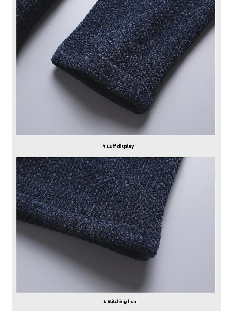 Chenille Stickad Kofta med Huva Lång Tröjkappa Trend