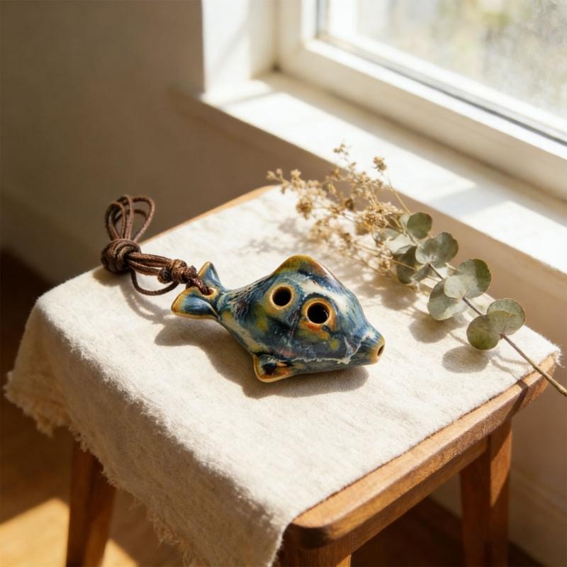 Unique Hand Painted Ceramic Ocarina Traditional Chinese Craftsmanship Easy Carry Musical Gift Choice