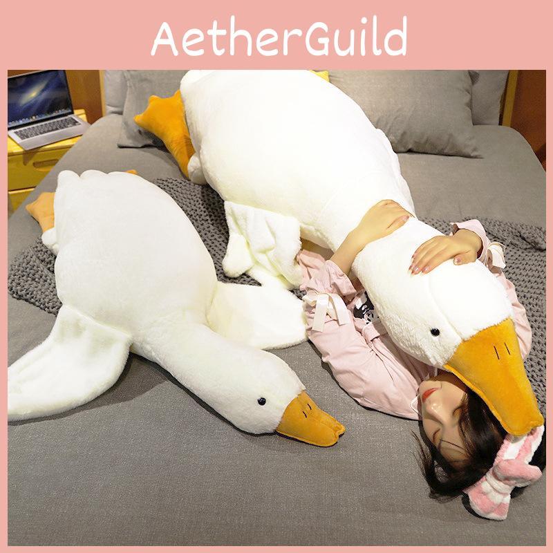 Adorable Large White Goose Plush Pillow Soft And Cuddly With Cozy Filling For Bedroom