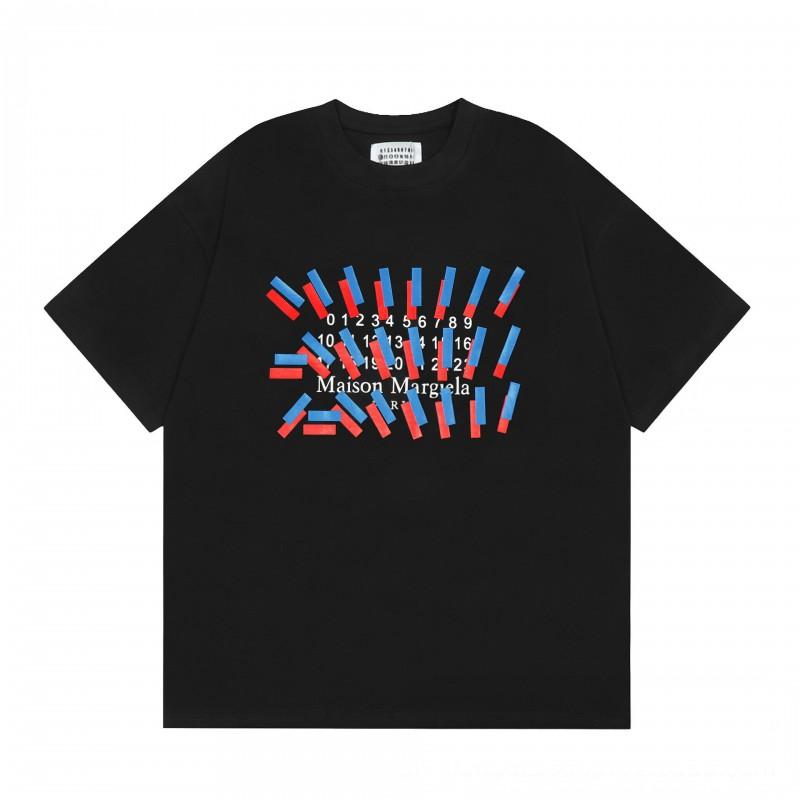 Digital Print MM6 Cotton T-Shirt Men Women Short Sleeve Casual Top 230g