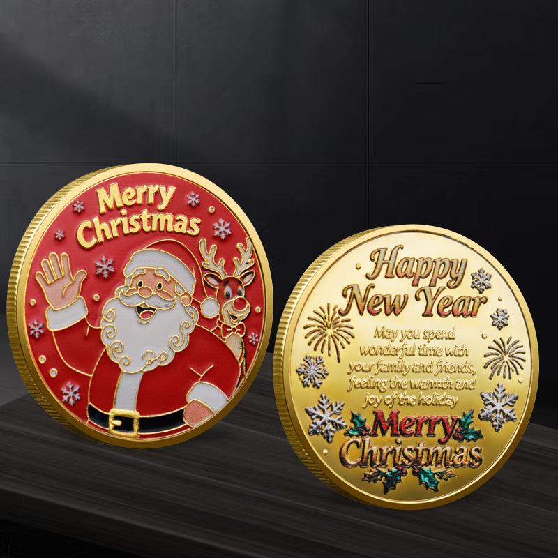 

Рождественская коллекция Санта-Клауса Памятная медаль Сувенирная монета Украшение для дома Подарок