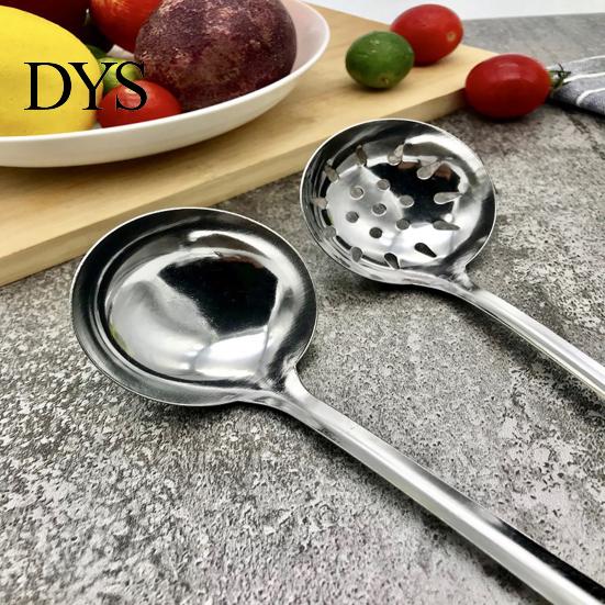 Hot Pot Spoon Soup Ladle Colander High Temperature Resistant Long Handle Stainless Steel Hanging Scoop for Kitchen
