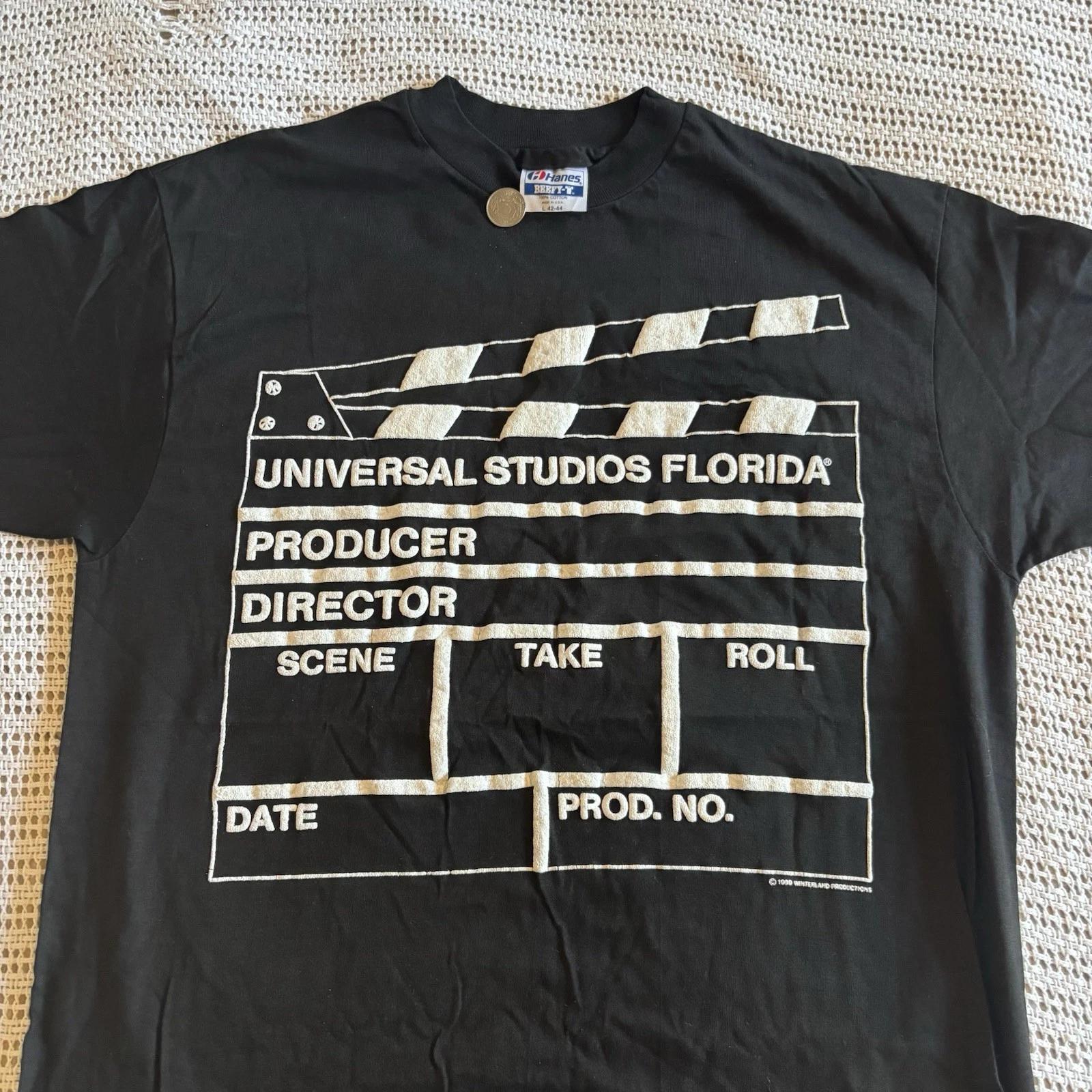 Винтажная футболка Universal Studios Florida с объемным принтом, черная, кино-футболка - Мужская L XL