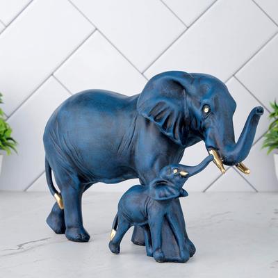 Elephant Statue for Good Luck Showpiece Home Decor Items for Living Room and Gifts (Blue)