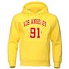 Los Angeles 91 Team Uniform Print Hoodies Man Oversize Autumn Winter Fleece Hoody Streetwear Hip Hop  Pullover  Tracksuit  Men