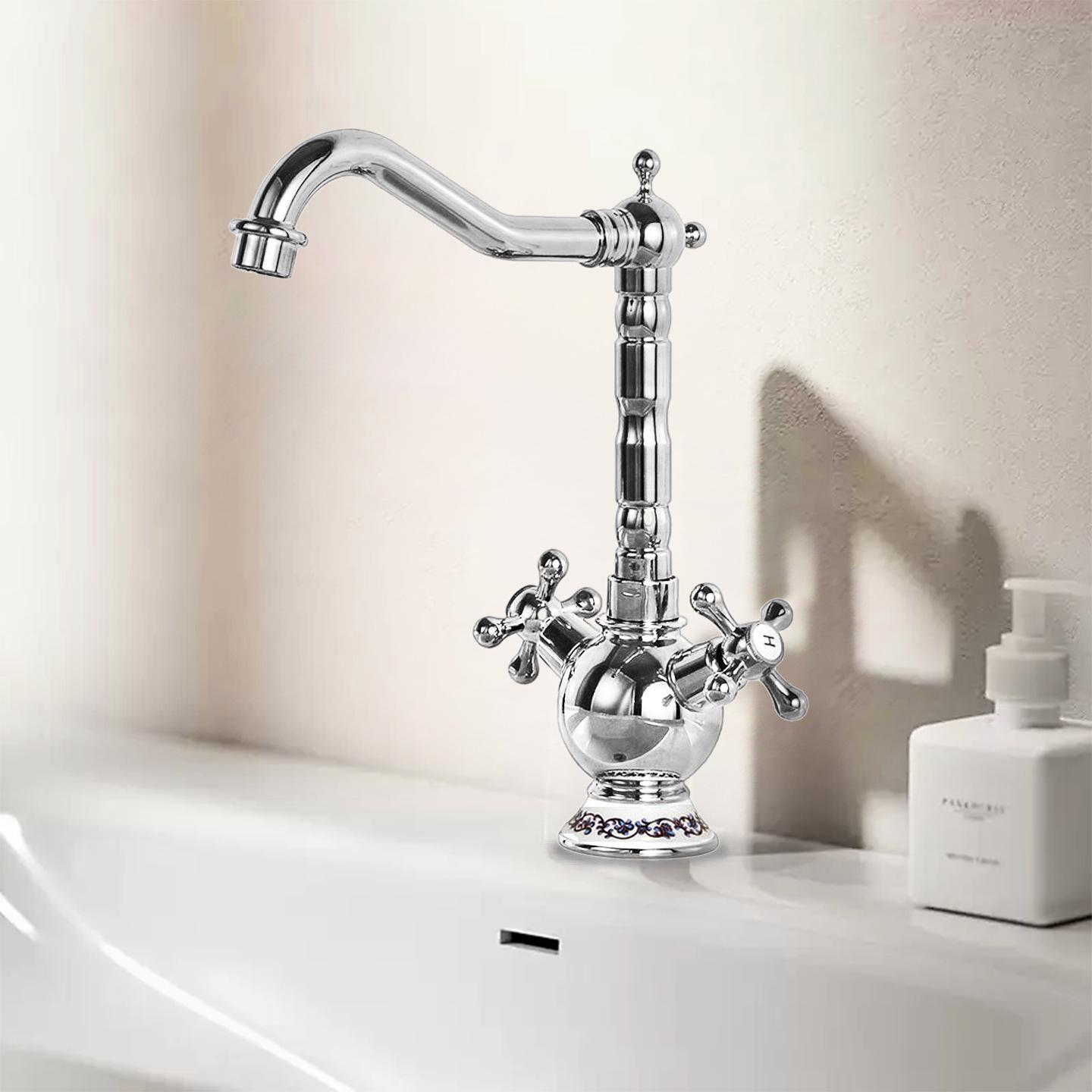 Antique Brass Double Handle Faucet for