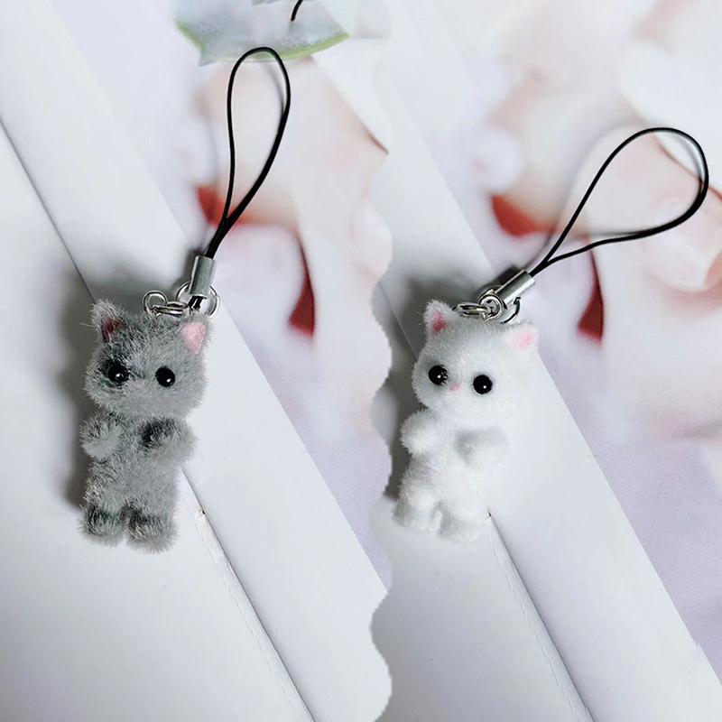 Cartoon Cute Three-Dimensional Cat Pendant Phone Lanyard Cute Cat Doll Mobile Phone Strap Keychain Couple Pendant Bag Decoration