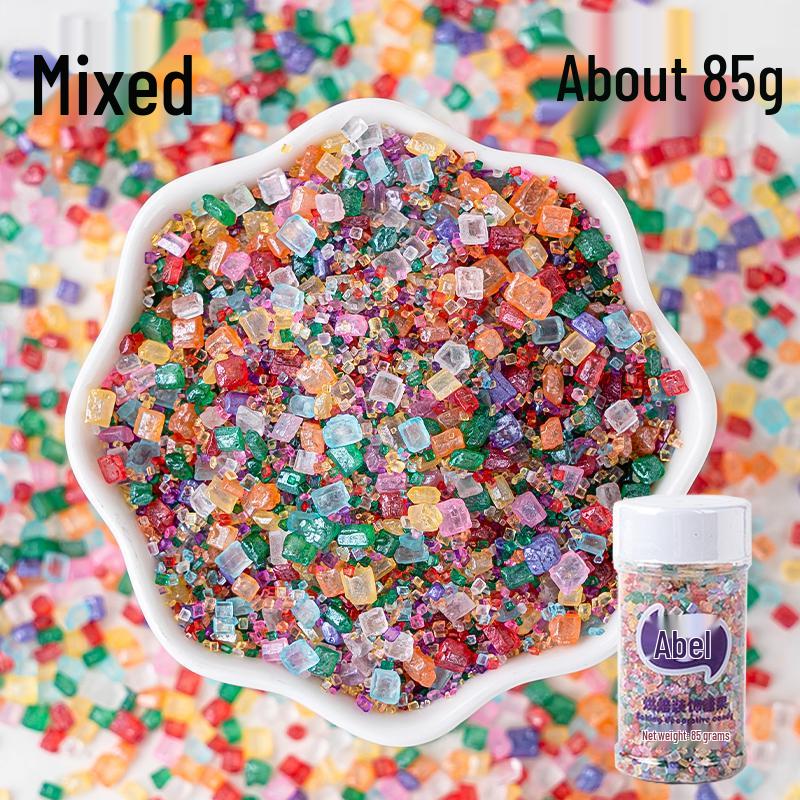 Irisierende Backdekoration Zuckerperlen: Bunter, gemischter Zucker für Cupcakes, Donuts, Lollis und mehr.