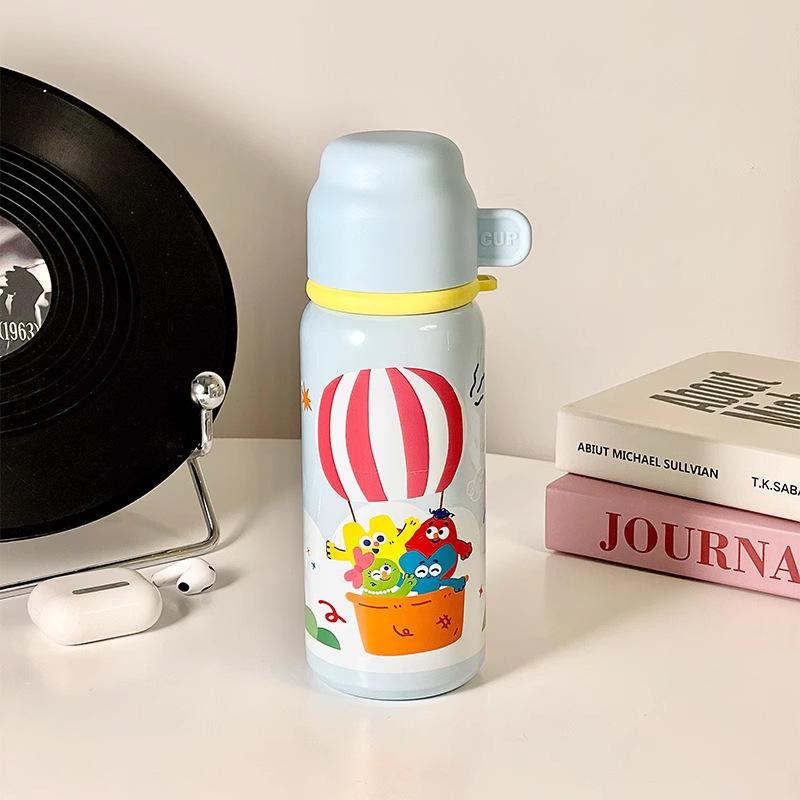

Высокая мультяшная чашка для воды из нержавеющей стали, симпатичная детская термокружка с одной крышкой и трубочкой для студентов мужского и женского пола 550ml
