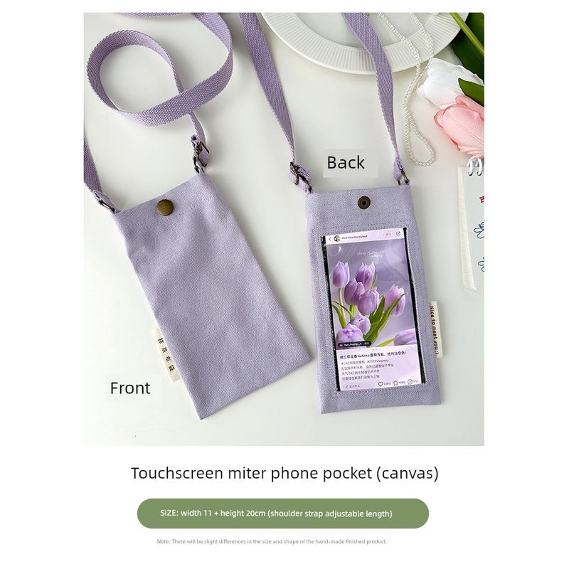 

Touch Screen Transparent Scan Code Photo Halterneck Mobile Phone Bag [Single Touch screen] Purple slung style