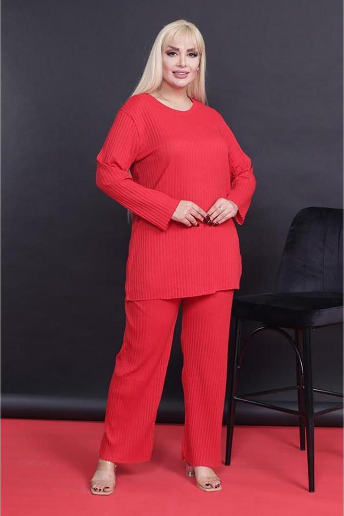 Set Pijama Damă Stil Mărime Plus Pudră Set Pijama Mărime Mare