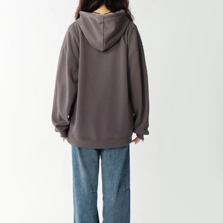 Unisex Pure Cotton Pullover Hoodie, Loose Fit, Solid Color - Trendy American Casual Sweatshirt