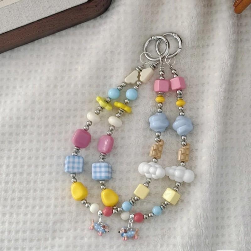 Cartoon Dachshund Phone Chain With Beaded Pvc Strap For Cute Mobile Accessories