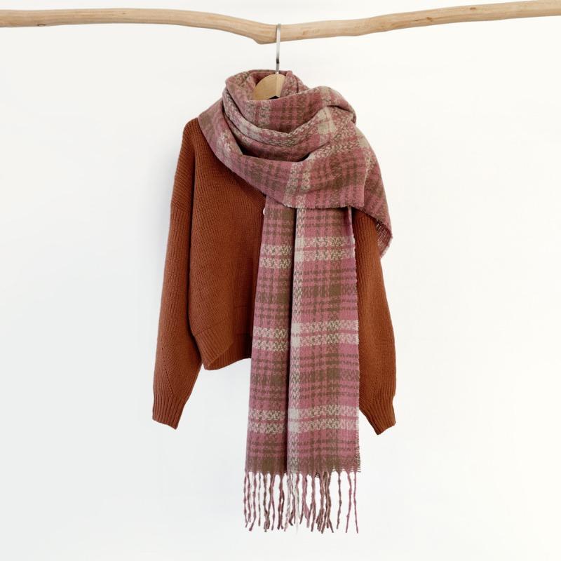 

Imitation cashmere scarf women s autumn and winter color plaid thickened scarf to keep warm scarf versatile shawl 200*65cm