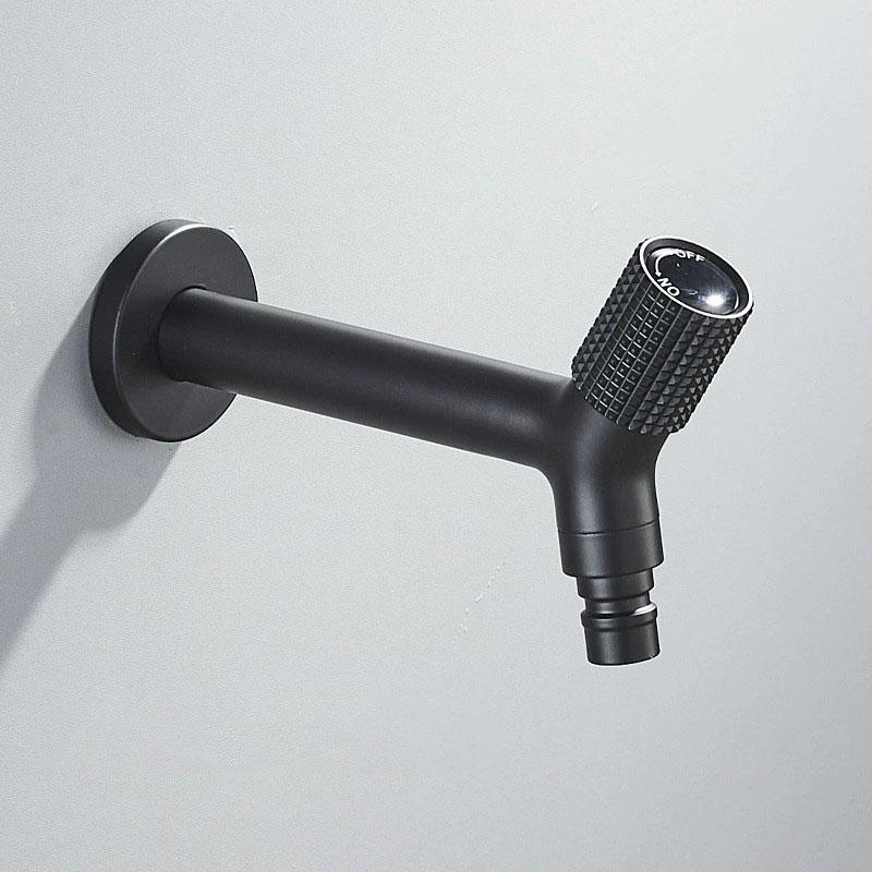 304 Stainless Steel Washing Machine Faucet Lengthened Black/Nickel Single Cooled Faucet Balcony Outdoor Bathroom Mop Pool Tap